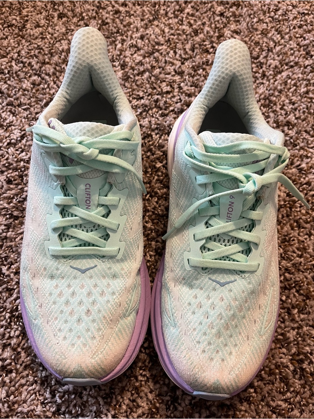 Hoka Women's Mint and Lavender Running Shoes